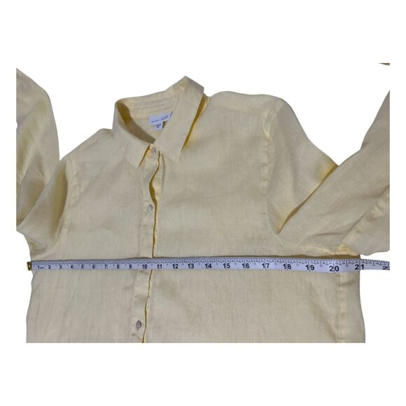 J. Jill Love Linen Womens XS Button-Up Shirt Light Yellow - Picture 10 of 10